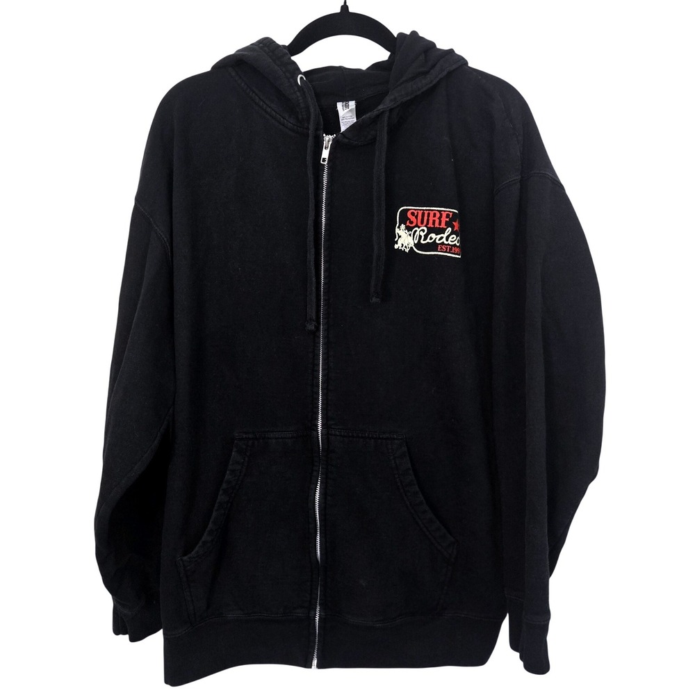 Surf Rodeo Ventura Festival Zip Up Hoodie Sweatshirt Mens XL Black Surfwear